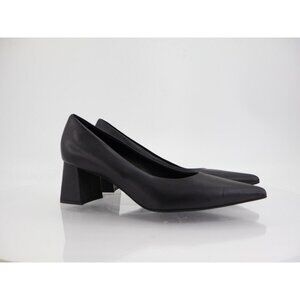 AGL Tracy Pump Pointed Toe Block Heel Size 40 10 Black Leather Shoes